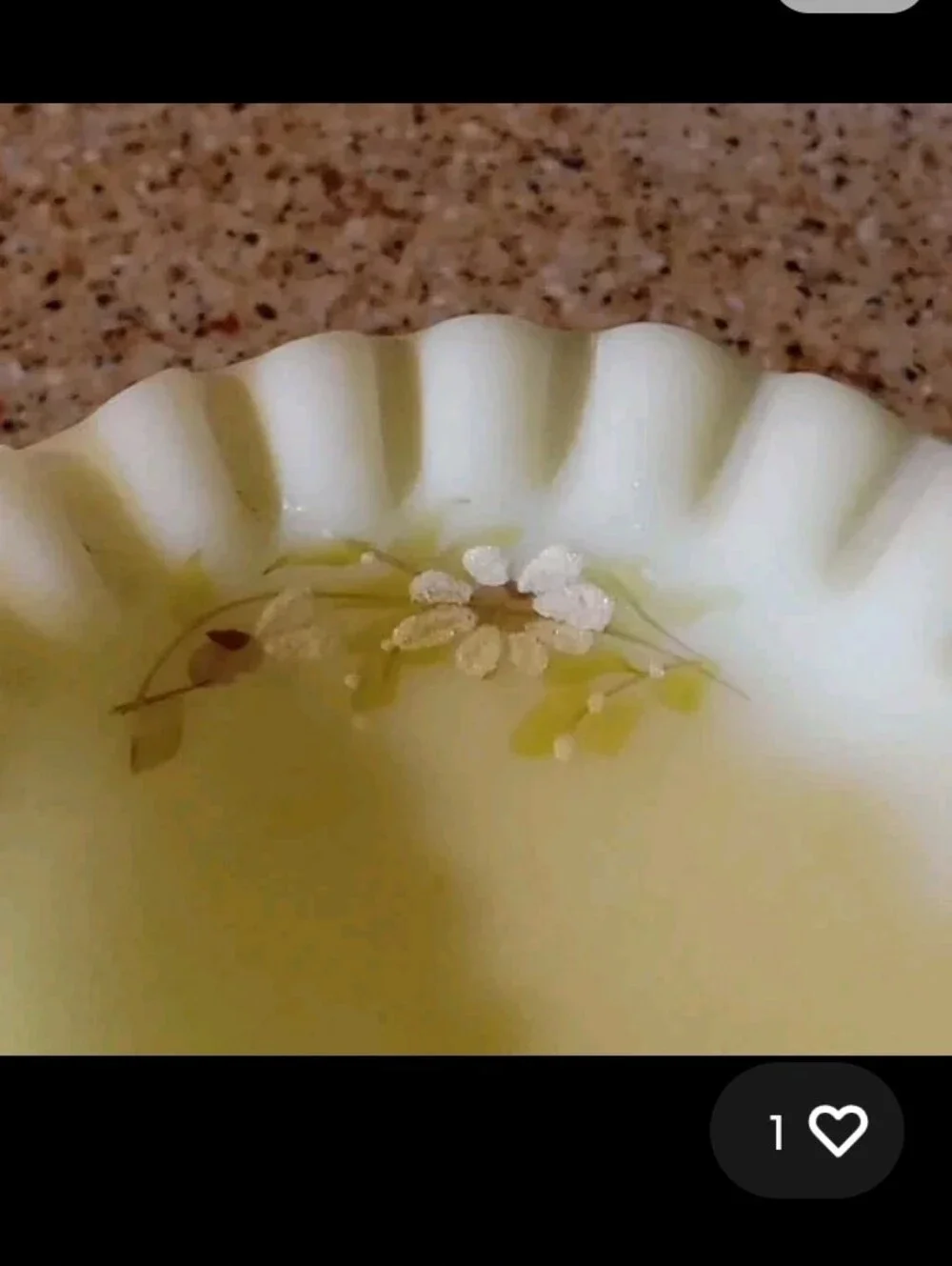 Vintage Fenton Satin Custard Glass Compote RARE Candy Dish Daisy Ruffled Signed